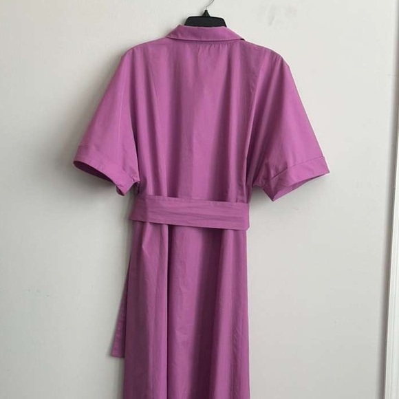 Zara Mauve Midi Dress with Belt Long Large - Picture 2 of 3